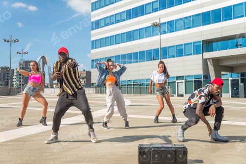 Preview: Hip hop crew dancing outdoors