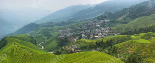 Preview: Views of green Longji terraced fields and Pingan village