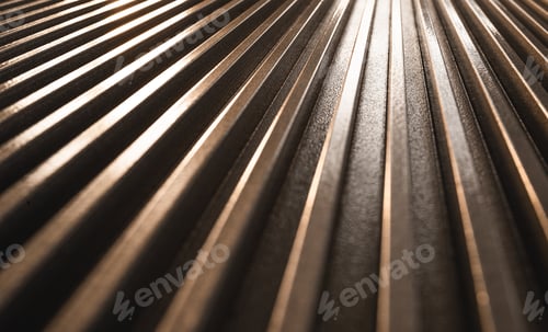 Preview: Close-up of a golden corrugated metal surface