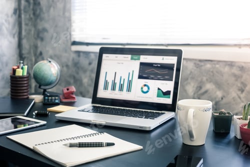 Preview: Office workplace with laptop on the desk