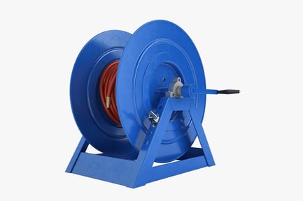 Preview: Blue Industrial Fire Hose Reel with Red Hose