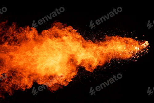 Preview: Orange powder explosion on white background.Orange color dust splash.