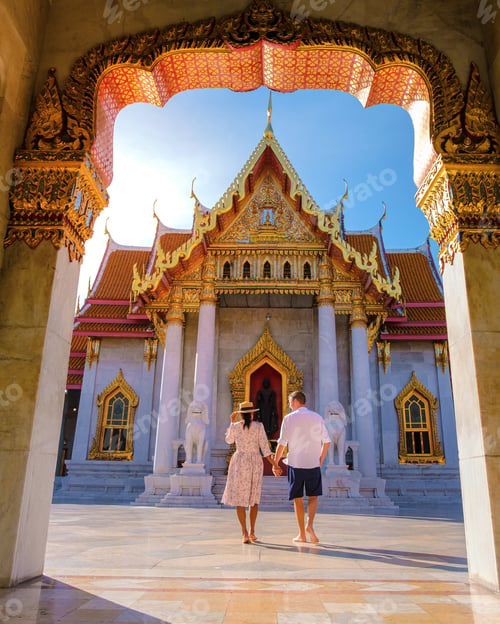 Preview: Wat Benchamabophit temple in Bangkok Thailand, The Marble temple in Bangkok