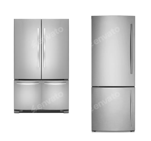 Preview: Big and Small Refrigerators Isolated on White Background