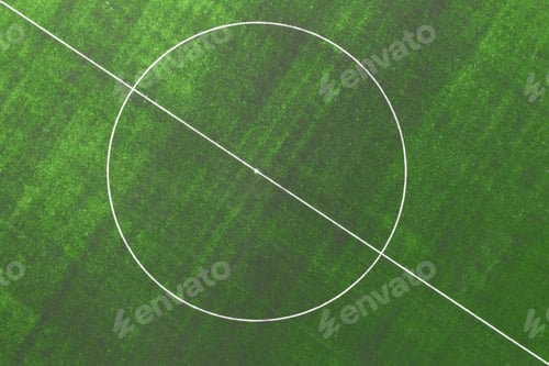 Preview: Aerial view to center of a football pitch