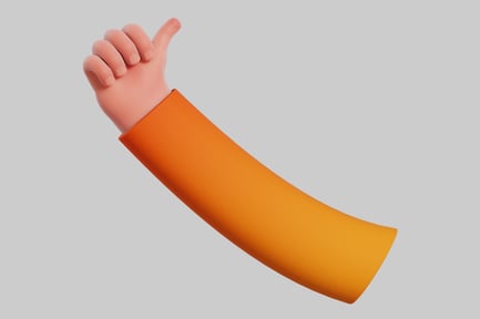Preview: Orange Sleeve 3D Thumbs Up Gesture