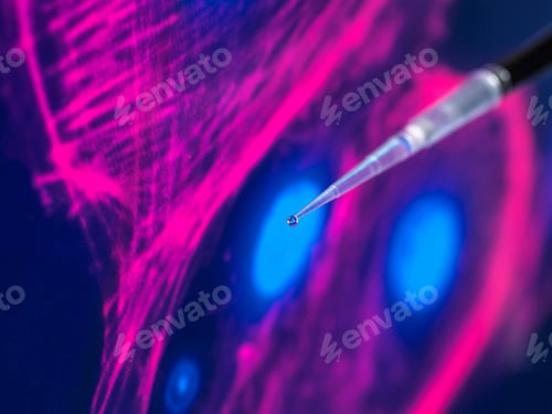 Preview: Closeup of a syringe on a futuristic digital background