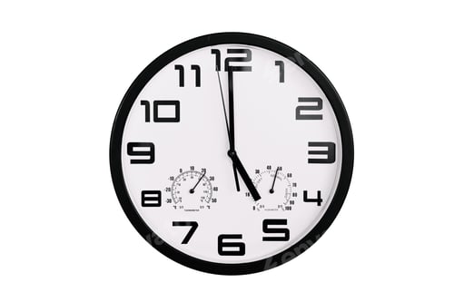 Preview: Clock with arabic numerals on wall shows 17:00, 5:00
