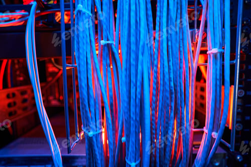 Preview: Bunch of twisted pair cables in server cabinet