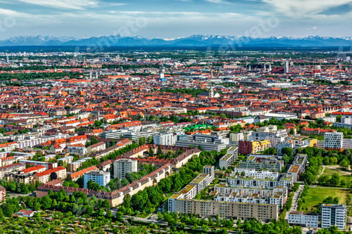 Preview: Aerial view of Munich. Munich, Bavaria, Germany