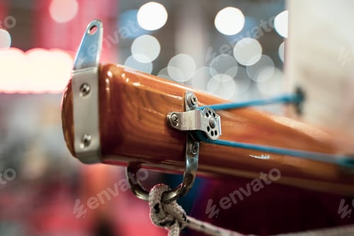 Preview: Close Up View of Wood Sailboat Hardware