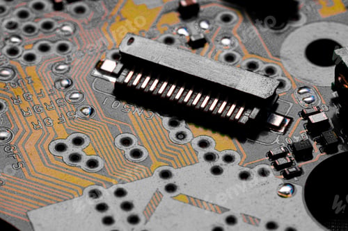 Preview: Macro Close up of printed wiring on PC circuit board