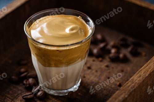 Preview: Dalgona coffee with whipped foam in cup