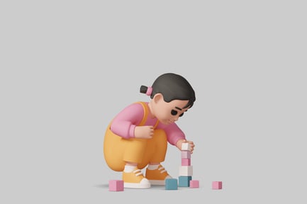 Preview: Girl building with blocks.