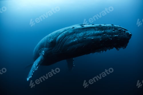 Preview: Humpback whale (Megaptera novaeangliae) swimming in the deep, Roca Partida, Revillagigedo, Mexico