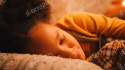 Preview: Father And Daughter At Home Sleeping Inside Indoor Tent Or Camp