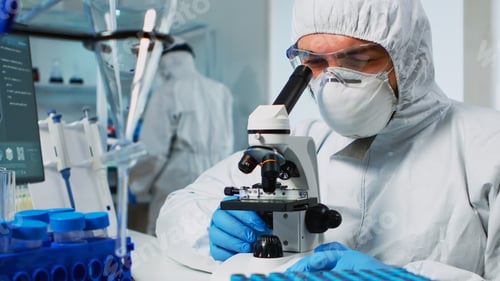 Scientists Work Diligently in a Modern Laboratory
