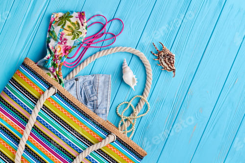 Preview: Striped female handbag, beach accessories