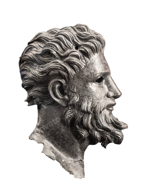 Preview: ancient metallic basorelief of handsome man with beard