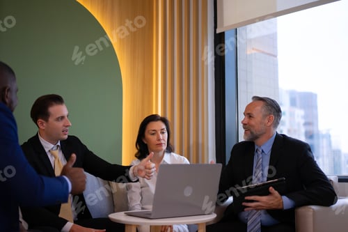 Preview: Group of white collar workers are working and meeting at office.