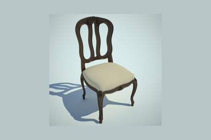 Preview: Carved wooden chair with upholstered seat