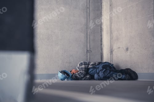 Preview: Construction Worker Sleeping at Work
