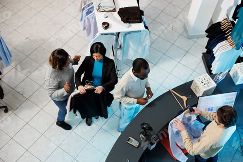 Preview: Clothing store customers making purchase