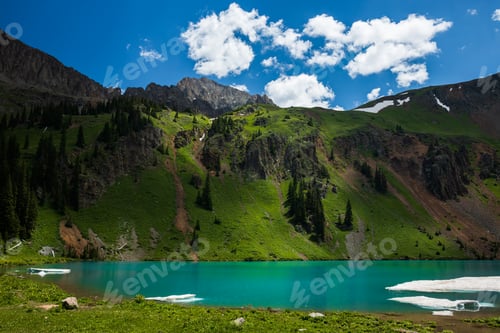 Preview: Blue Lake with ice in the summer