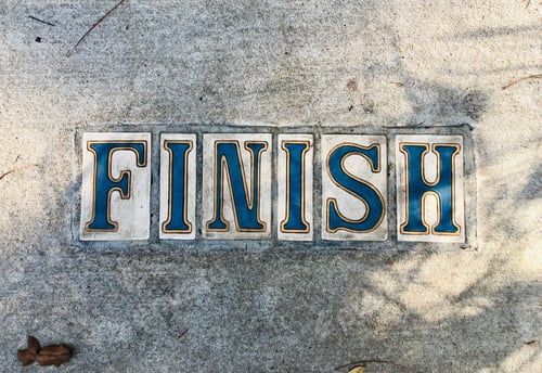 Preview: “Finish” sign in sidewalk