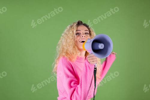 Preview: Young blonde woman with long curly hair