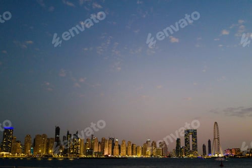 Preview: Dubai marina skyline at night