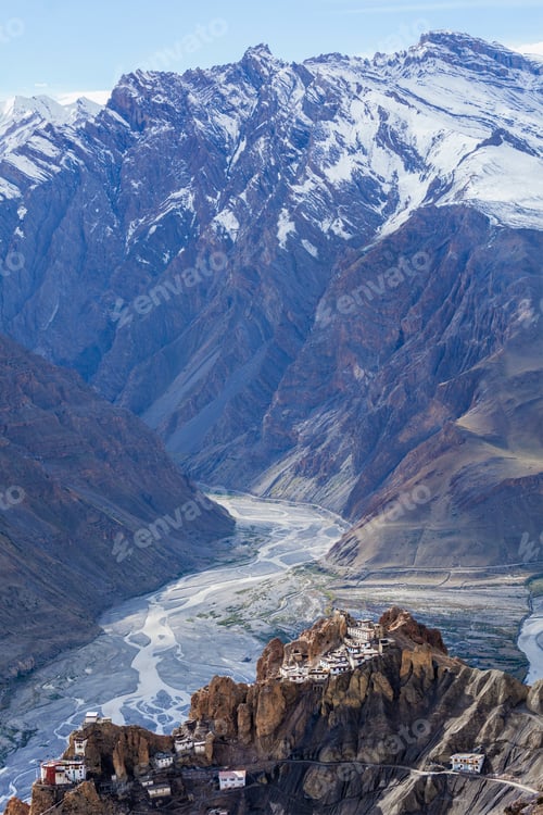 Preview: Dhankar monastry perched on a cliff in Himalayas, India