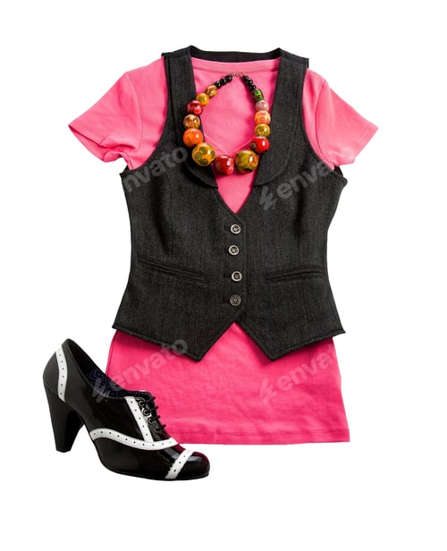 Preview: Tweed vest pink styling fashion composition