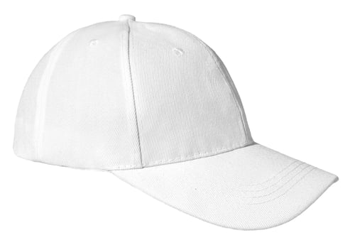 Preview: profile view of Blank white baseball cap isolated on white background. Template Mock up
