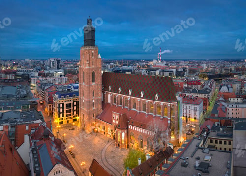 Preview: Aerial view of St Elizabeth in Wroclaw, Poland