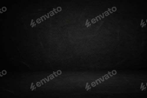 Preview: Dark board and black cement studio and showroom with shadows and backdrop background