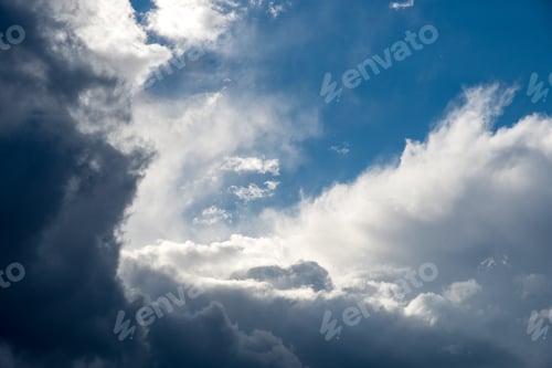 Preview: Cloudscape background with blue sky and white cumulus clouds