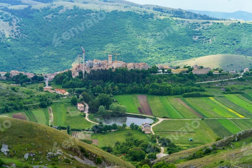 Preview: Mountain landscape at Gran Sasso Natural Park, in Abruzzo, Italy