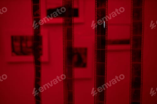 Preview: Photo film hanging in darkroom