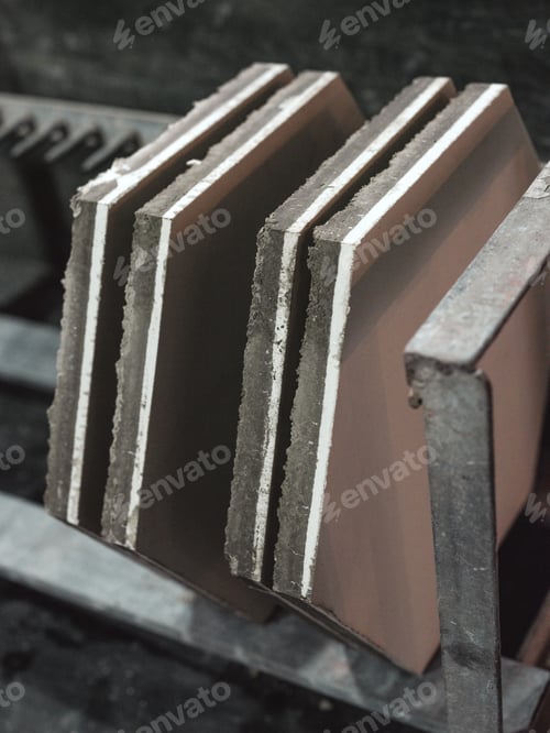 Preview: Hexagonal tiles on rack in row