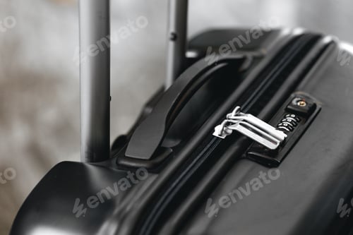 Preview: Luggage suitcase for trips standing in hotel lobby