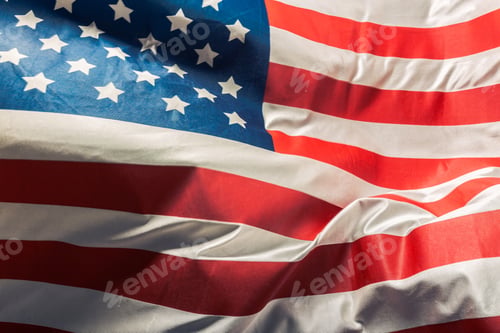 Preview: Closeup of ruffled American flag