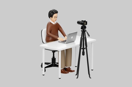 Preview: A man working at his desk.