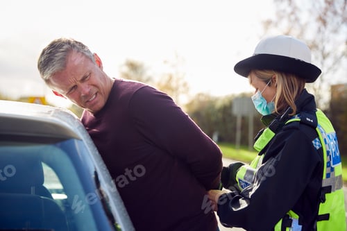 Preview: Male Driver Being Handcuffed And Arrested By Female Traffic Police Officer For Driving Offence