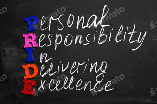 Preview: p.r.i.d.e. text on blackboard