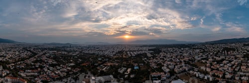 Preview: Athens Greece aerial drone panorama from Penteli mountain
