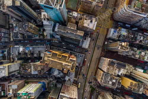 Preview: Mong Kok Hong Kong 10 September 2019: Top Down view of Hong Kong city