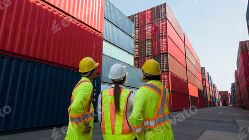 Preview: backside male man female woman person people white yellow hardhat helmet safety uniform manager supe