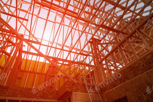 Preview: New home construction framing Building site with new homes under construction