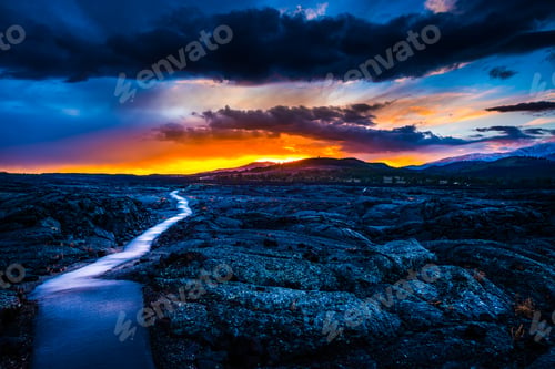 Preview: Caves Trail Craters of The Moon Idaho Paved path across lava